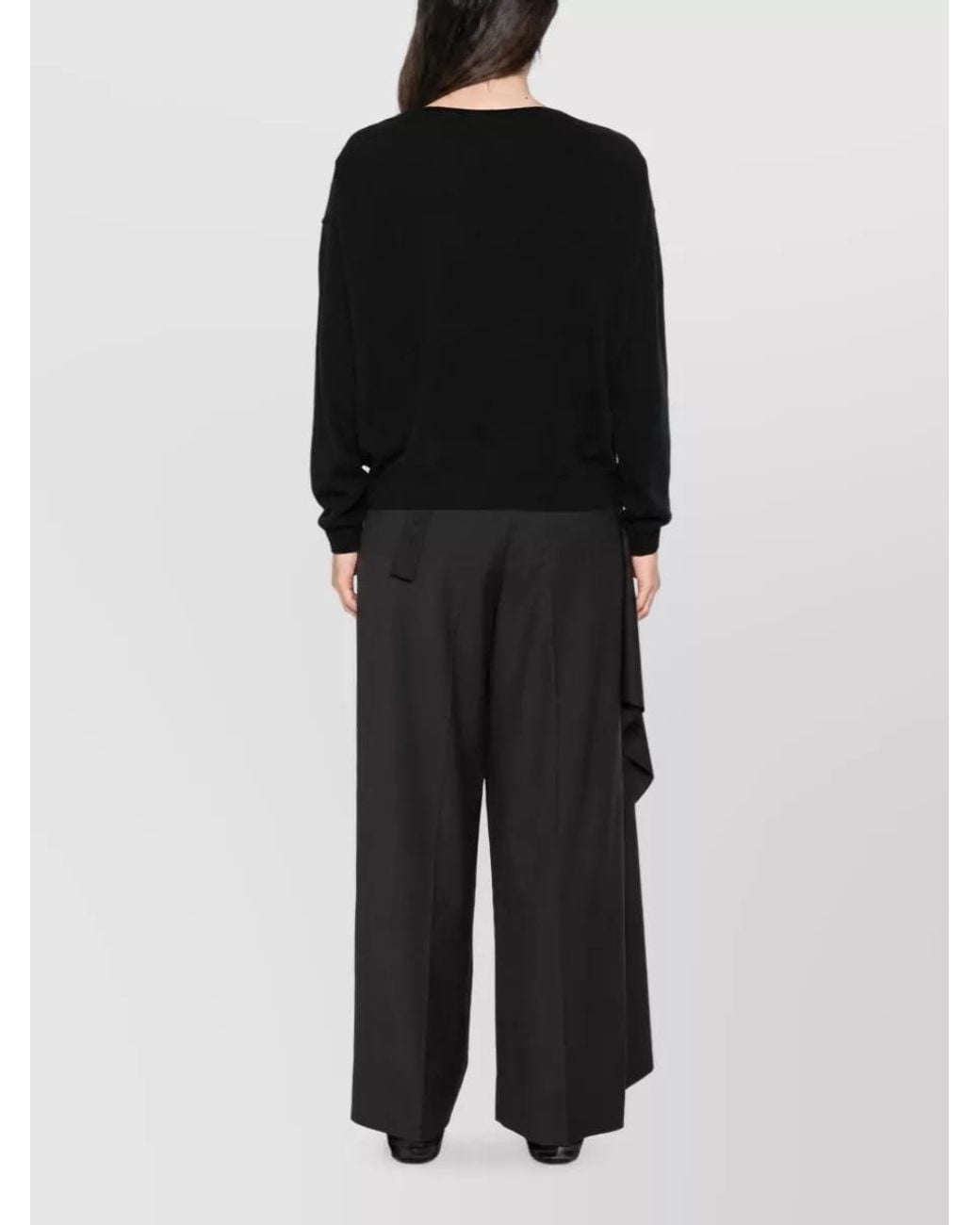 C.t. Plage Black Cashmere Ribbed-Hem Crewneck Sweater
