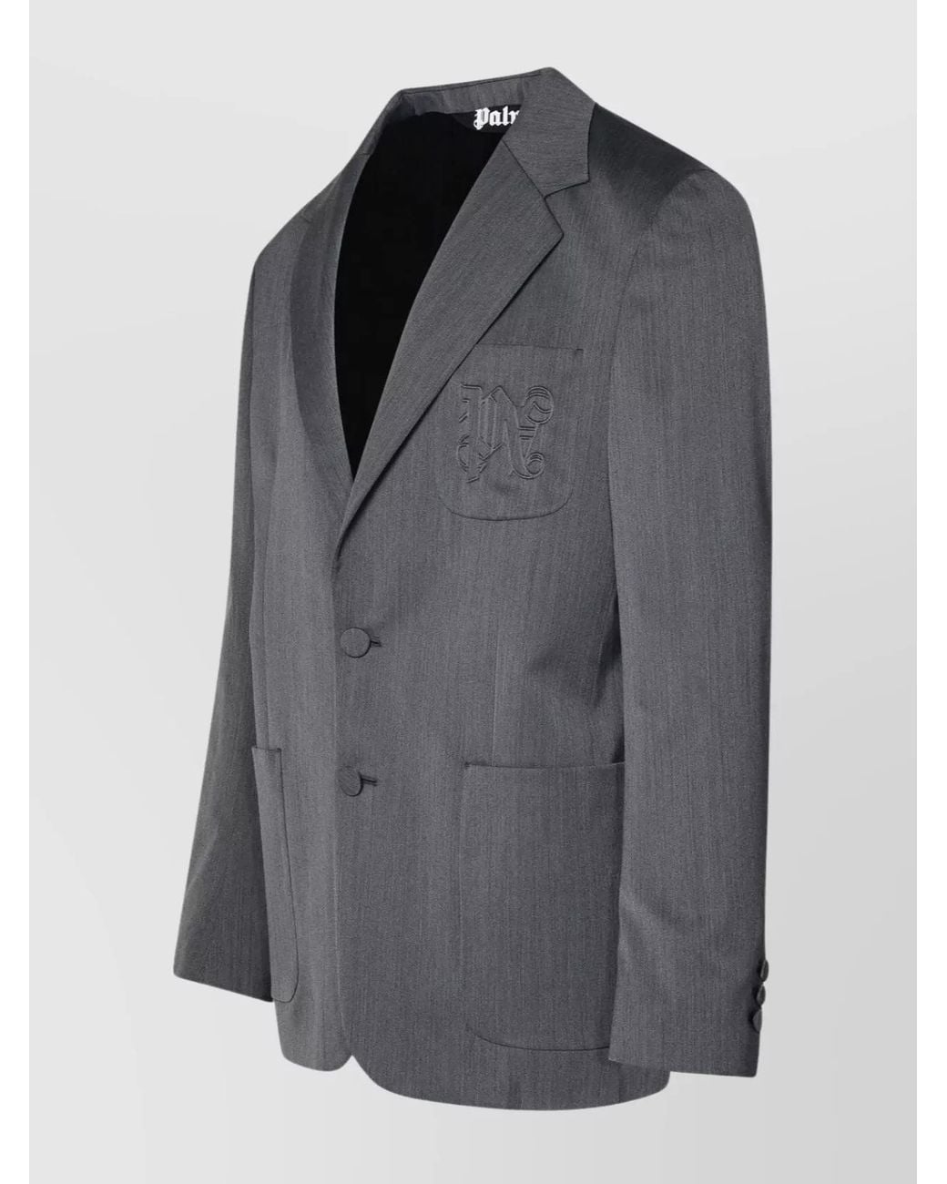 Palm Angels Gray Single-Breasted Blazer for men