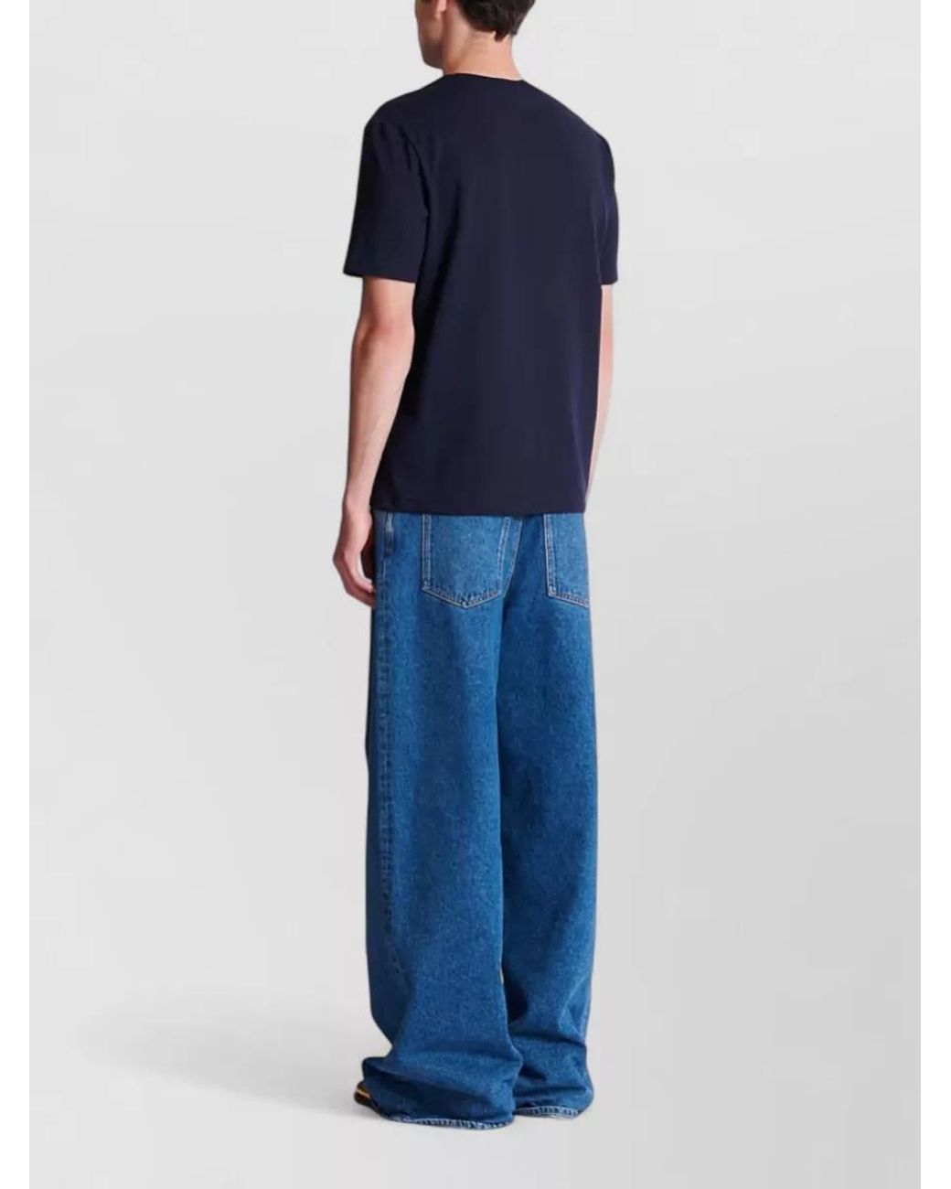 Balmain Blue Cotton T-Shirt for men
