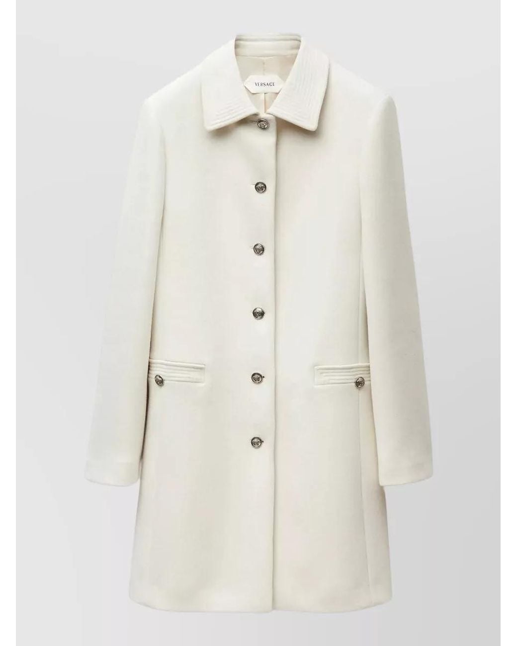 Versace Natural Wool Single-Breasted Coat