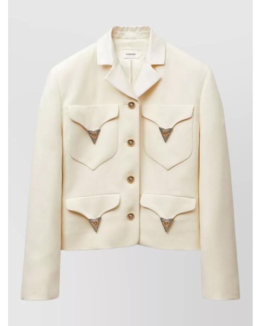 Versace Natural Virgin Wool Slim-Fit Single-Breasted Blazer