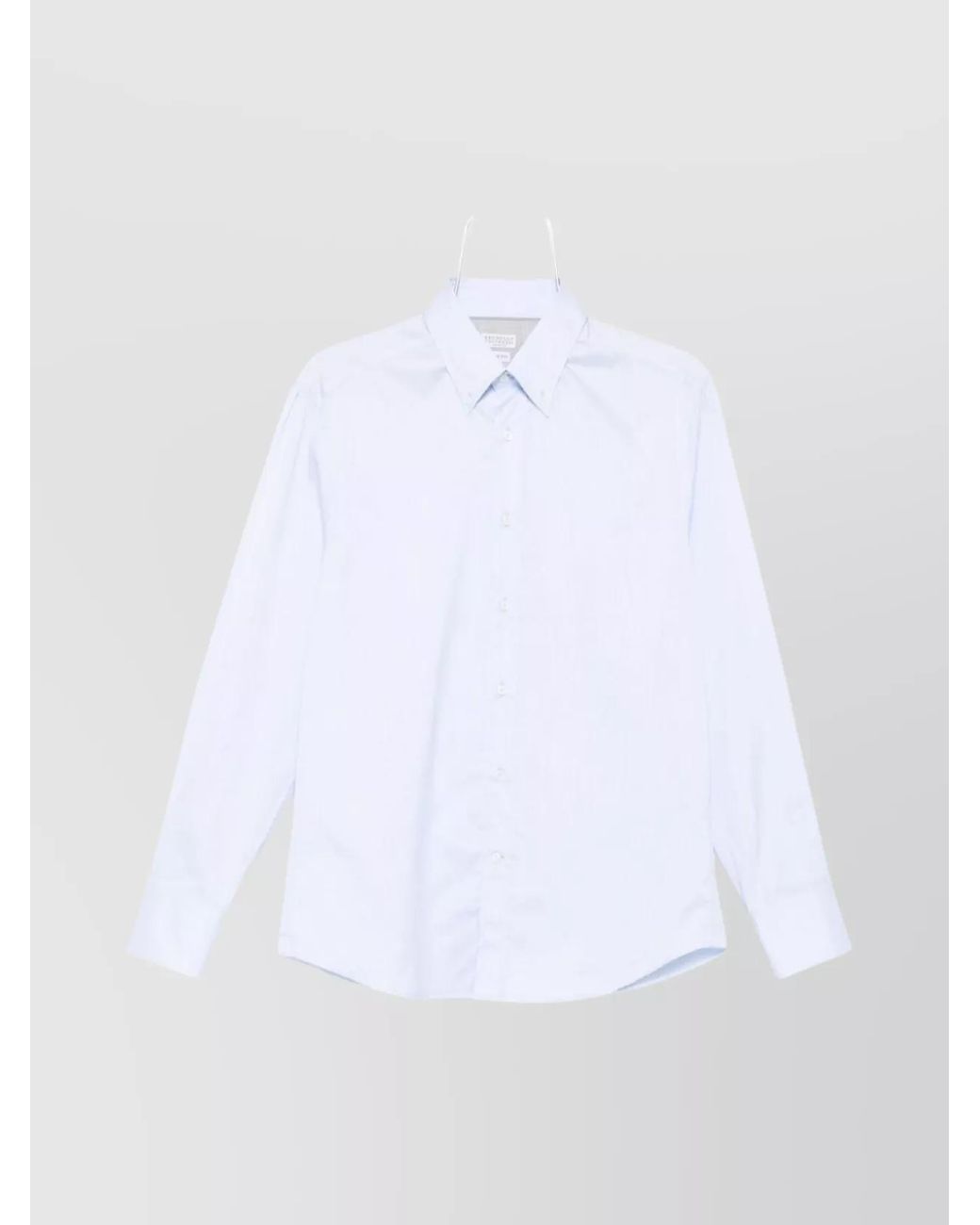 Brunello Cucinelli White Cotton Long-Sleeve Button-Down Shirt for men