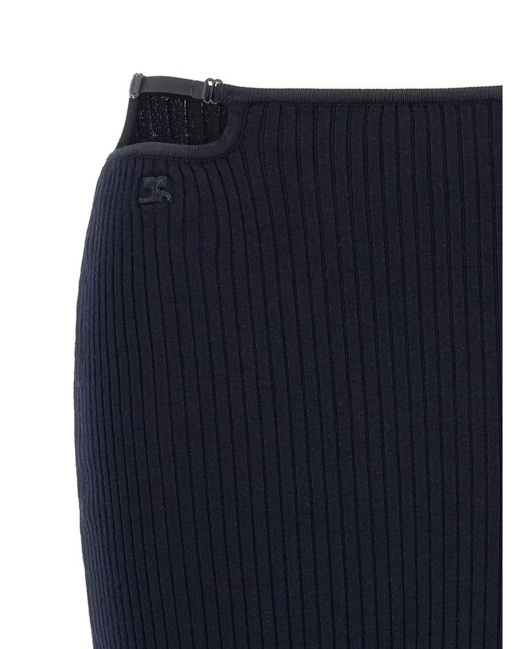 Courreges Blue Ribbed Pencil Skirt