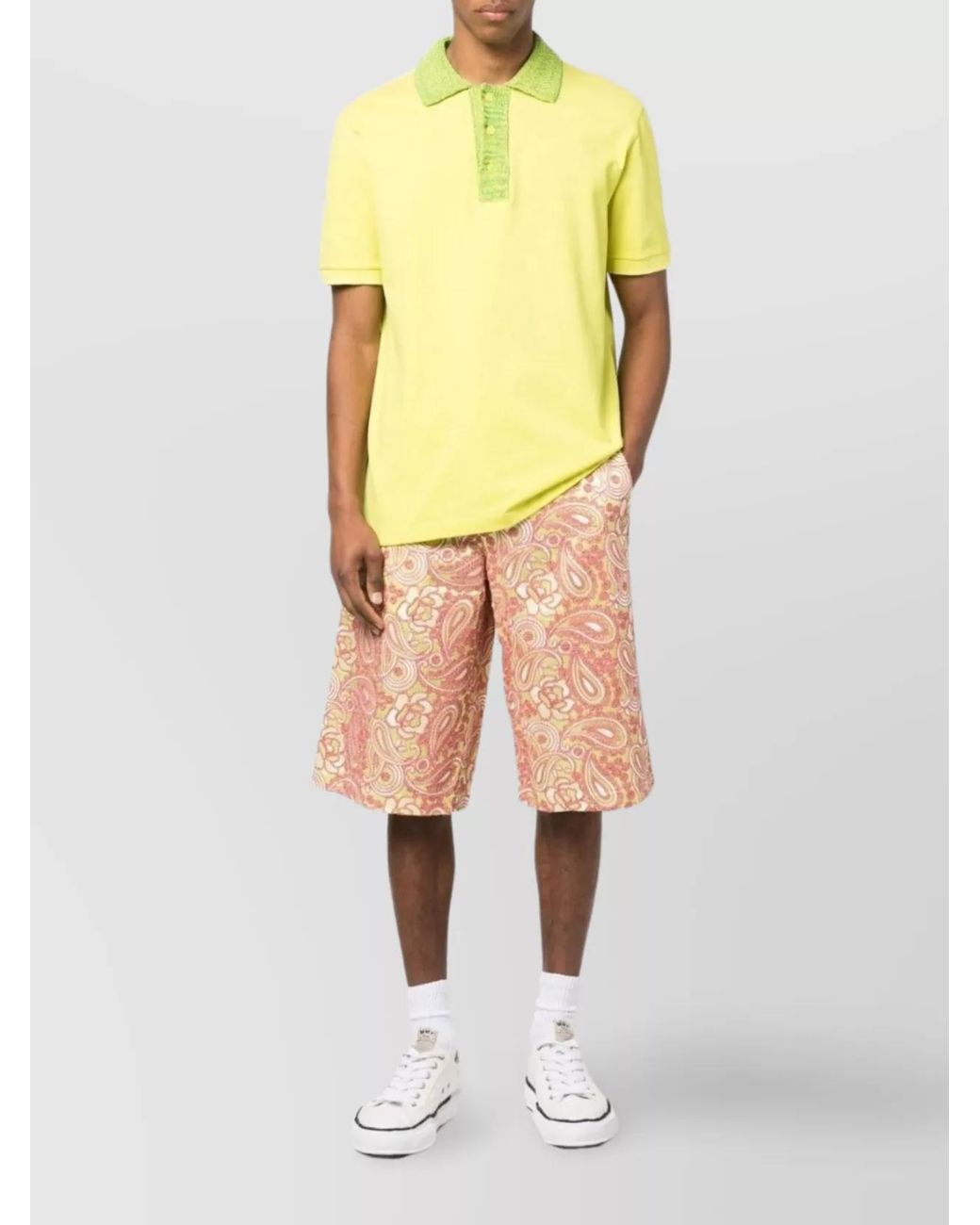 Bluemarble Pink Embroidered Knee-Length Tailored Shorts for men