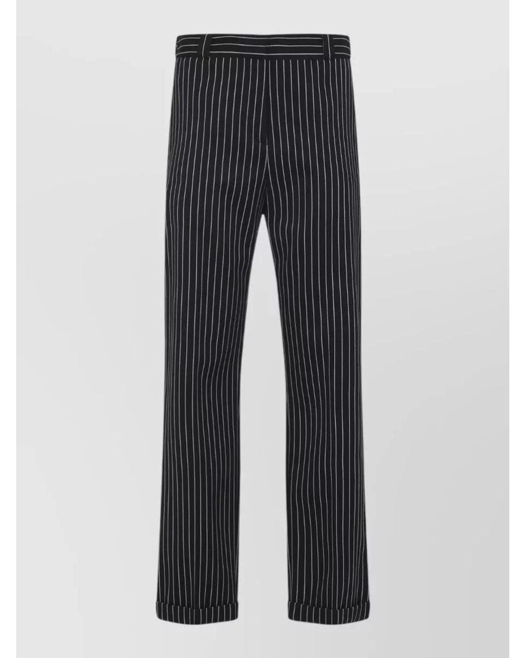 Tom Ford Blue Striped Wool Straight-Leg Pants