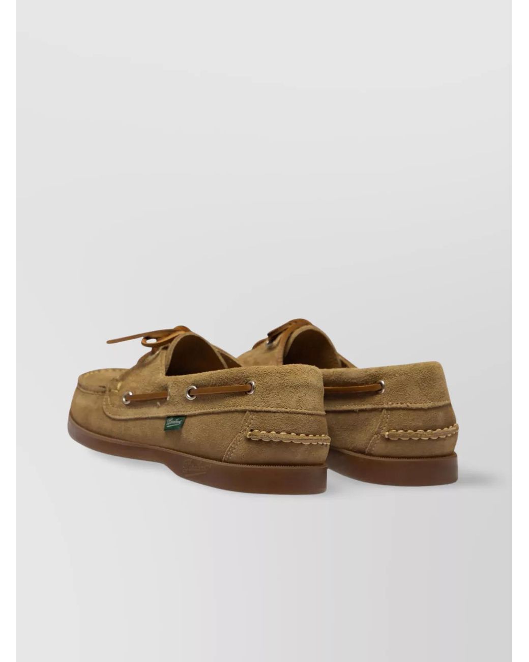 Paraboot Brown Loafers Rubber Sole Stitch Detailing Suede Finish for men