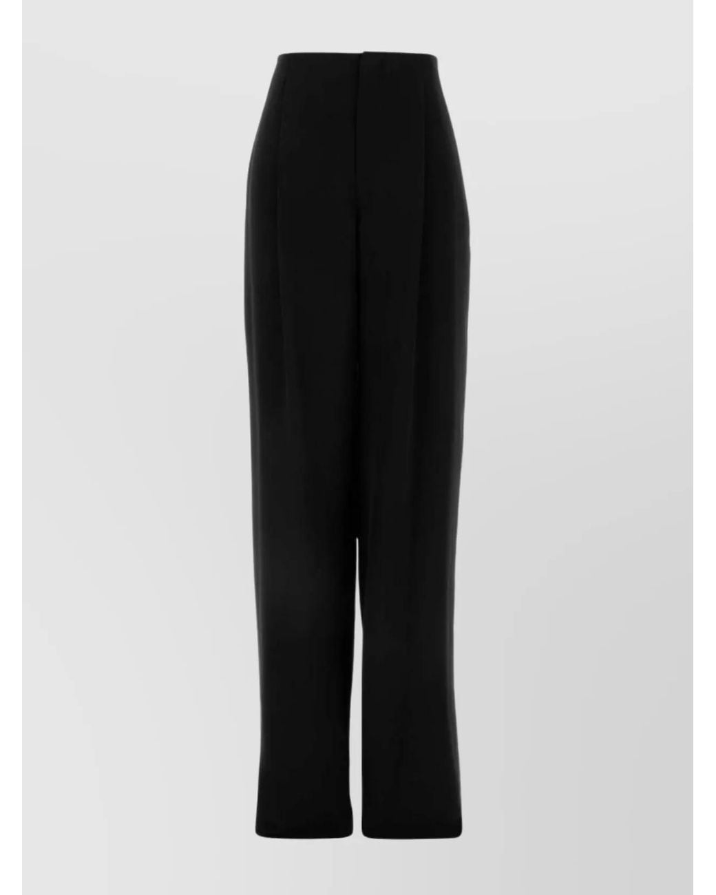 Saint Laurent Black Silk Wide-Leg Trousers