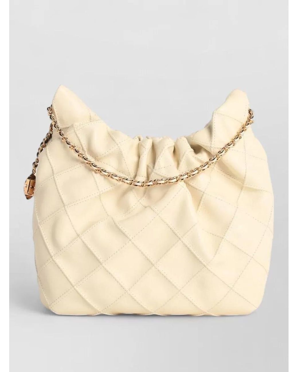 Tory Burch Natural Fleming Mini Leather Shoulder Bag