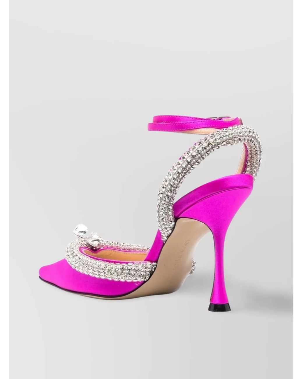 Mach & Mach Pink Crystal-Embellished Satin Slingback Pumps