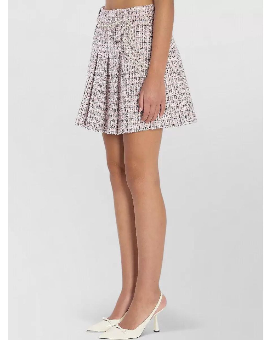 Self-Portrait Multicolor Pleated Mini Skirt