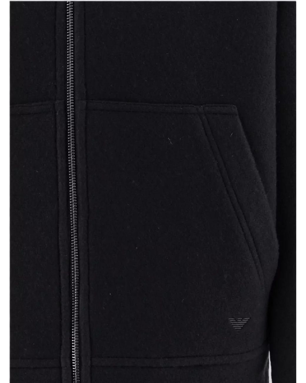 Emporio Armani Blue Hooded Wool Blend Blouson Jacket for men