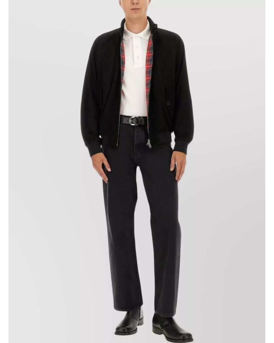 Baracuta Black Leather Harrington Jacket for men
