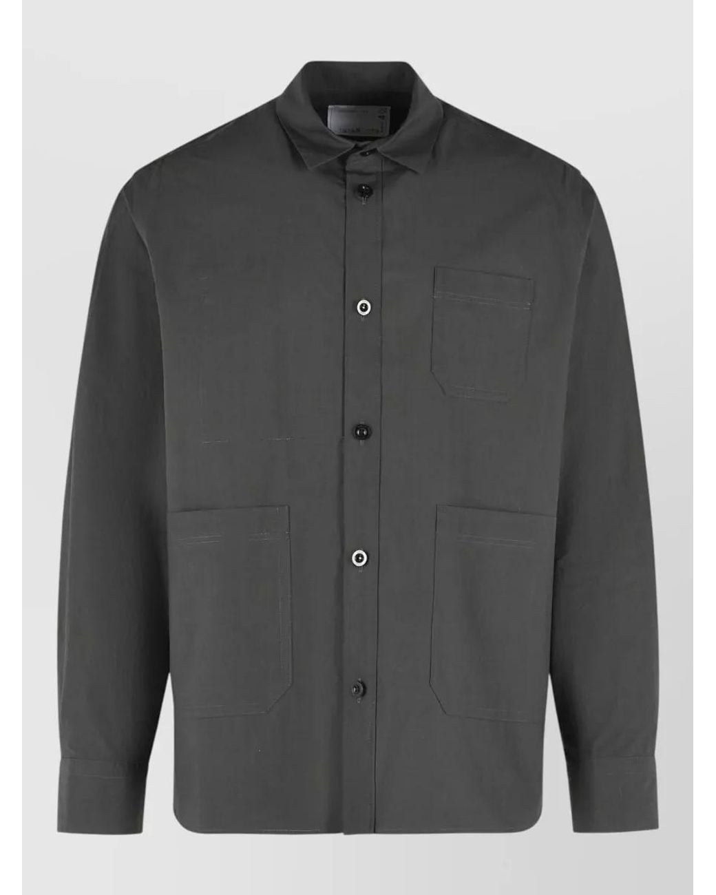 Sacai Gray Cotton Shirt Jacket for men