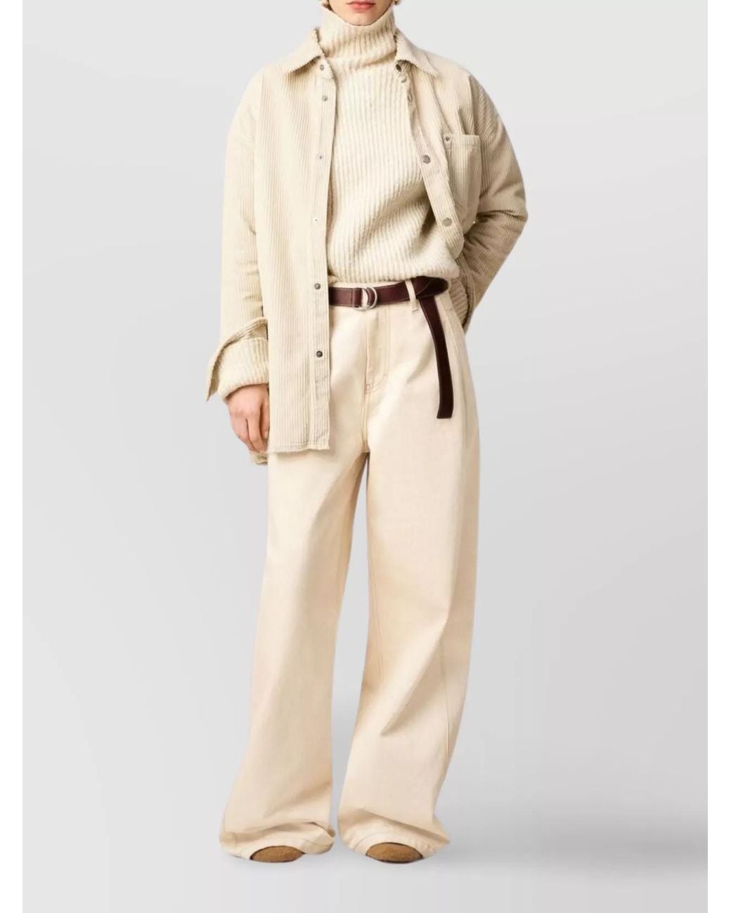 AMI Natural Denim Wide-Leg Jeans