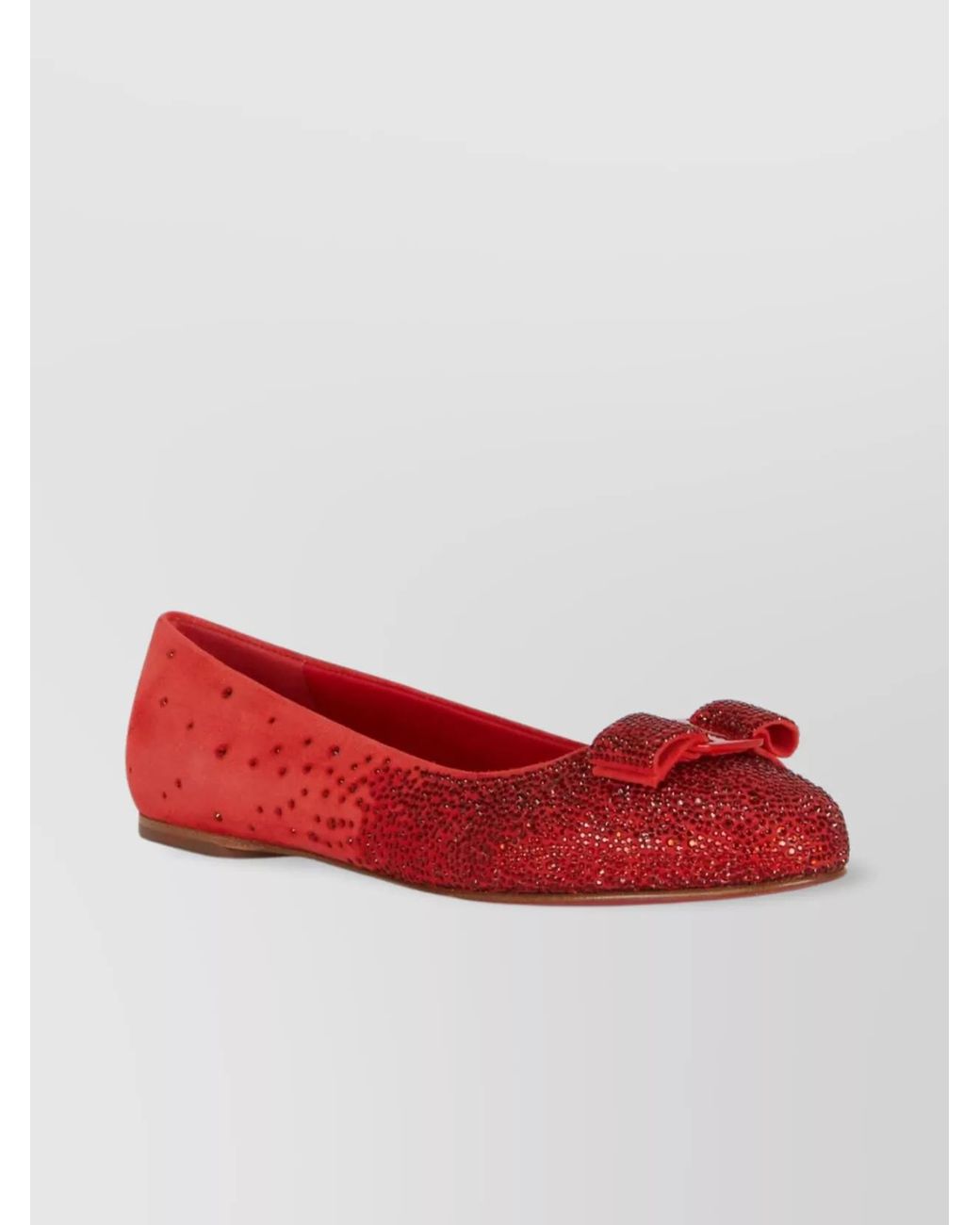 Ferragamo Red Leather Ballerina Flats