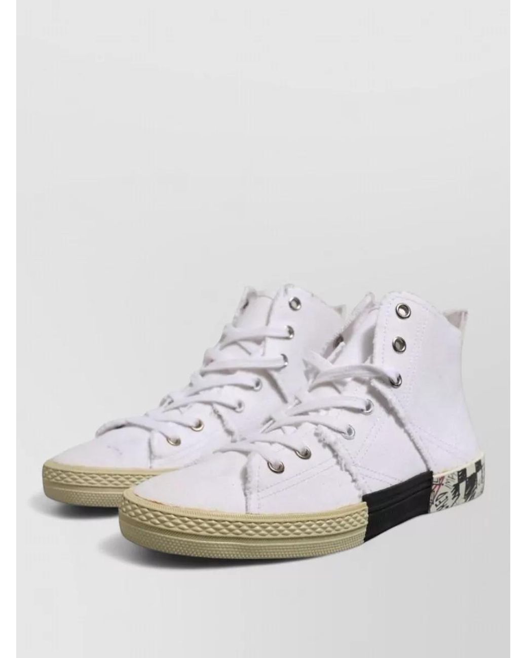 Maison Margiela Gray Cotton Lace-Up Mid-Top Sneakers