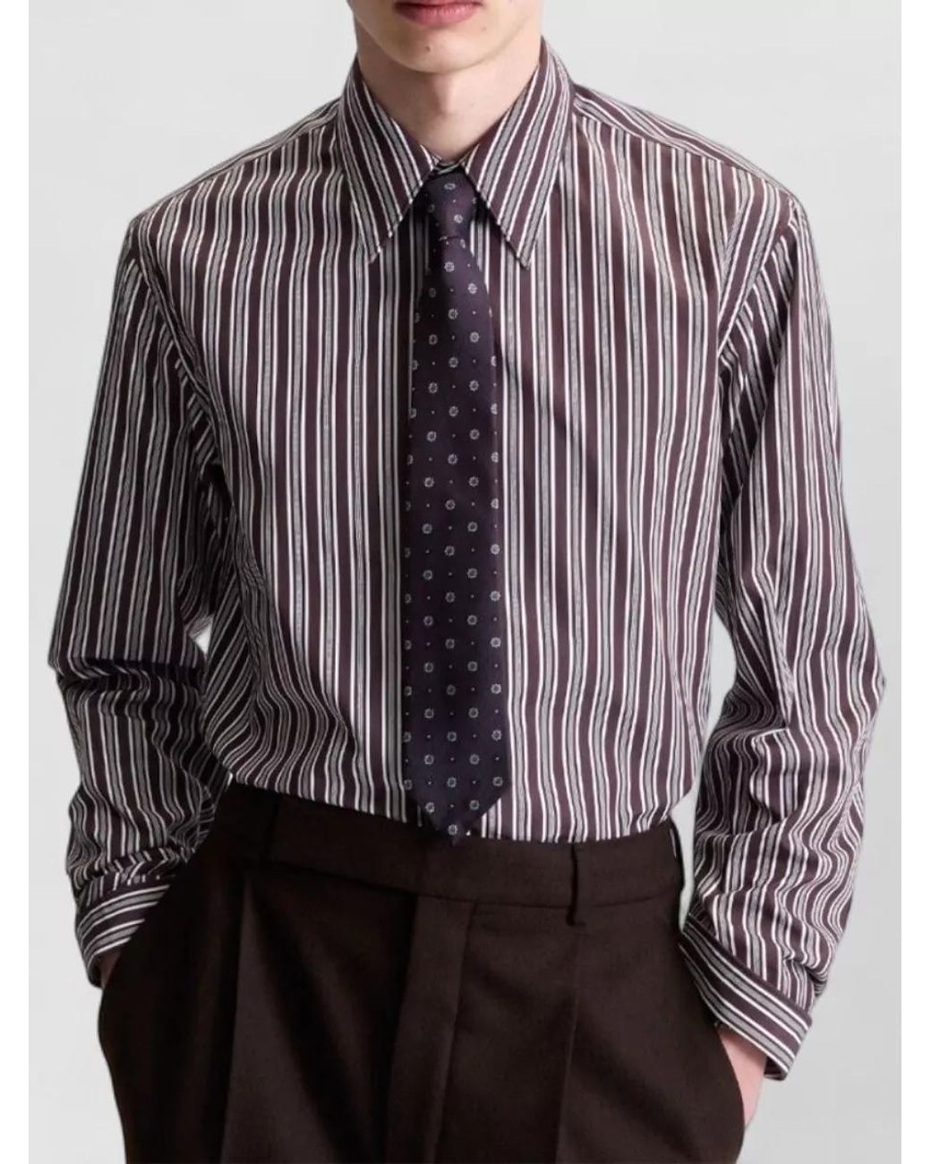 Saint Laurent White Silk Jacquard Tie for men
