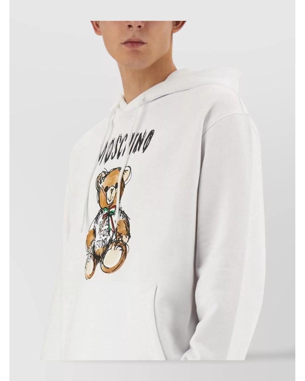 Moschino White Regular-Fit Cotton Hoodie for men