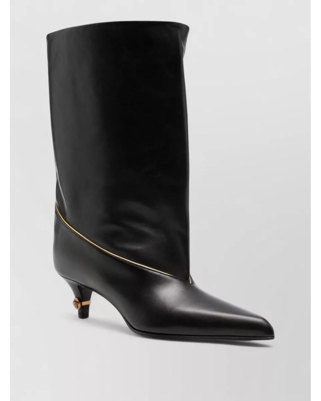Versace Black Leather Heel Boots