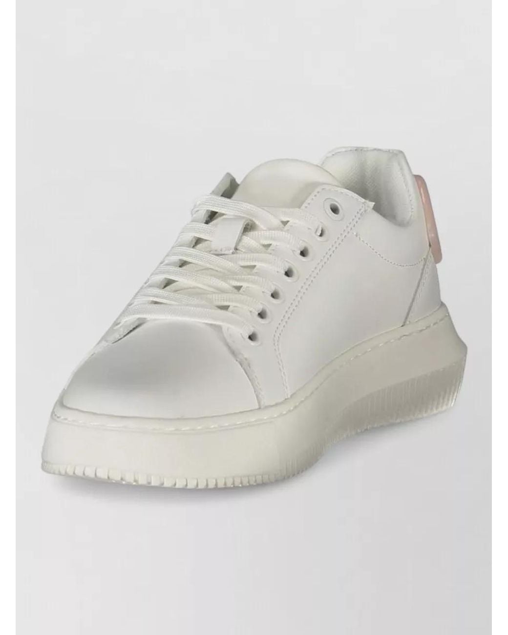 Calvin Klein White Leather Lace-Up Sneakers