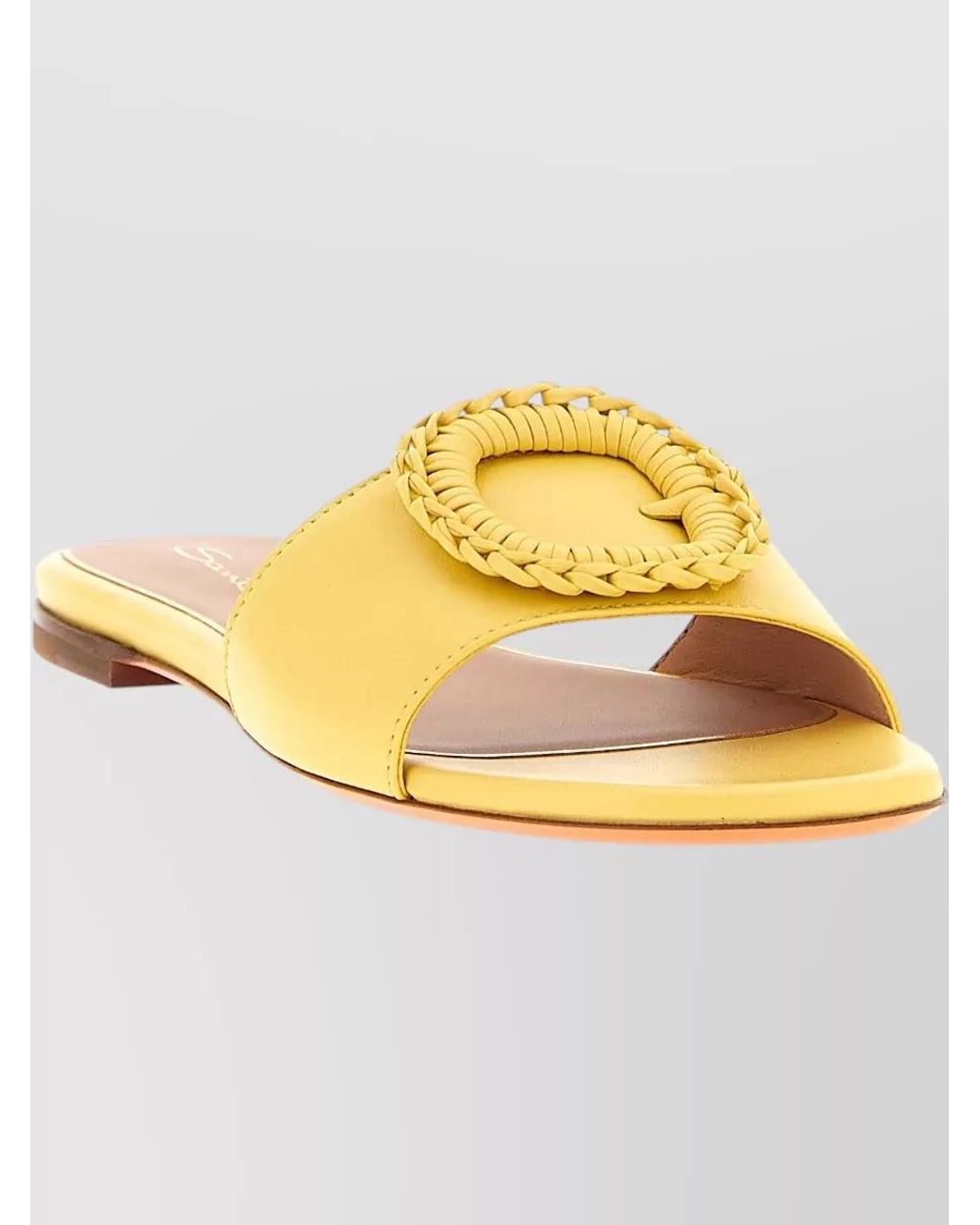 Santoni Yellow Leather Corolle Sandals