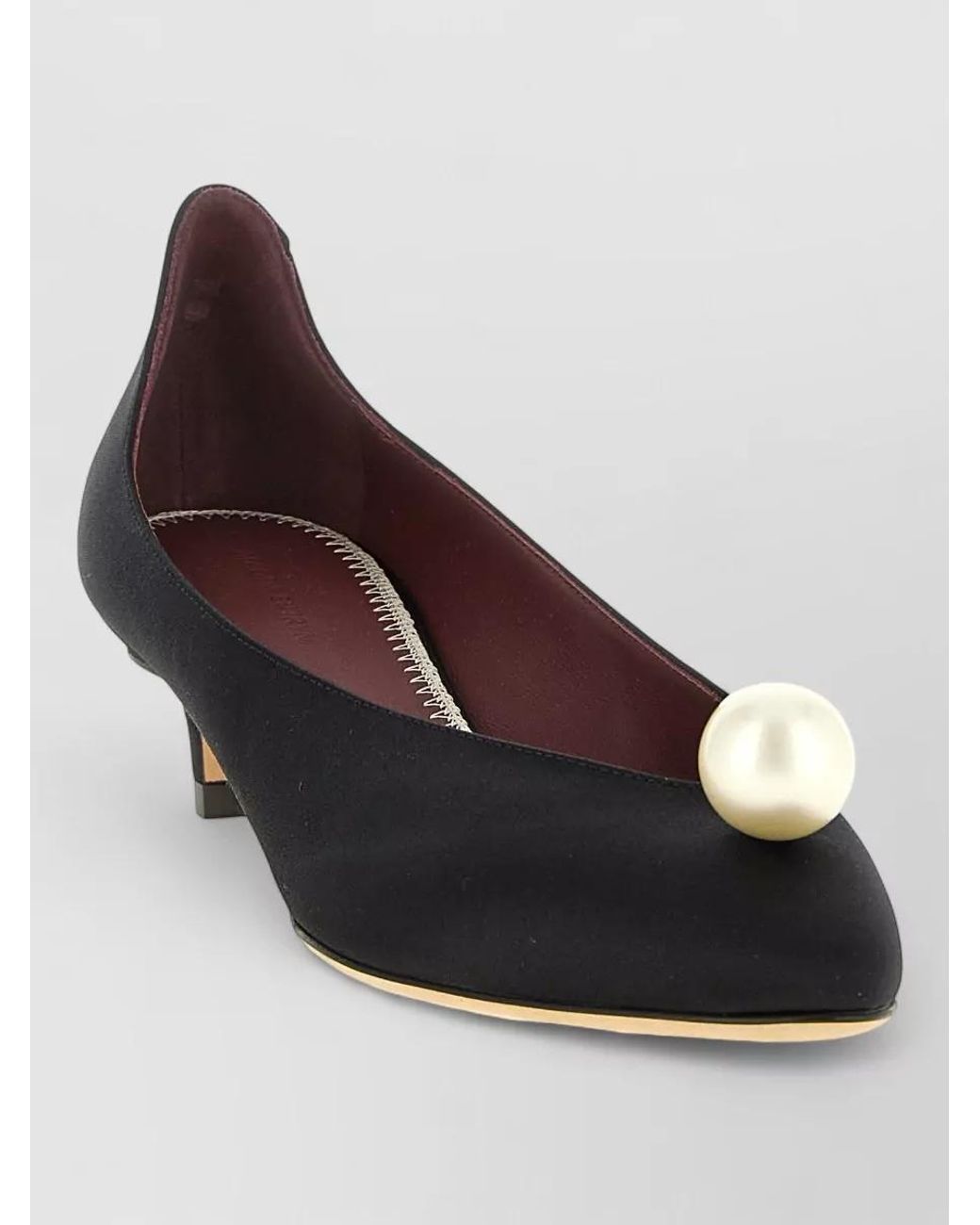Magda Butrym Multicolor Silk Satin Pearl Kitten Heel Pumps