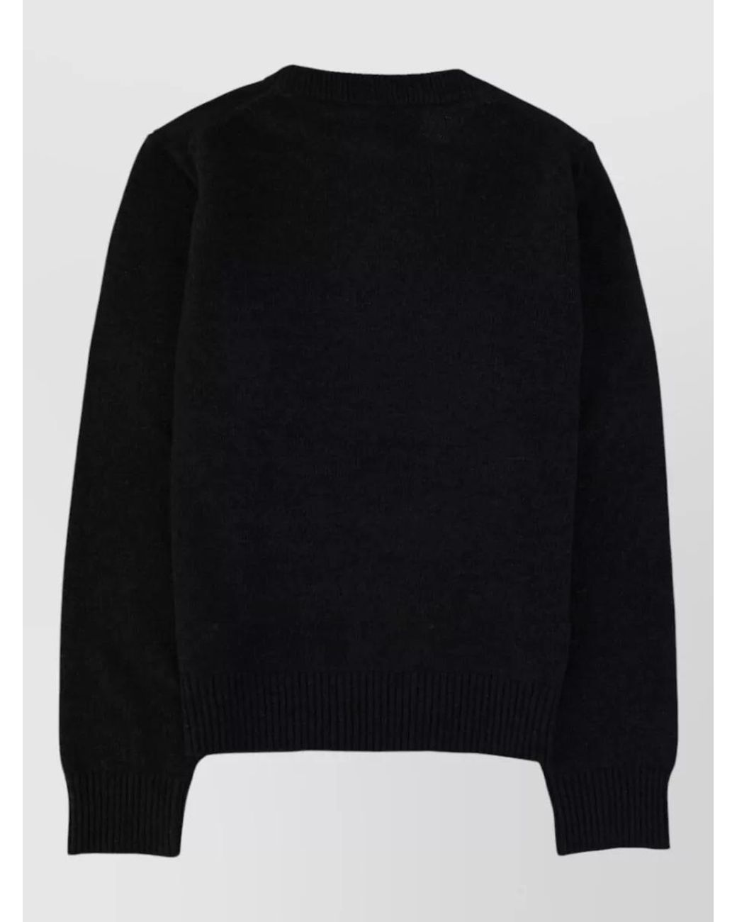 Ganni Black Wool Graphic-Print Crew-Neck Sweater