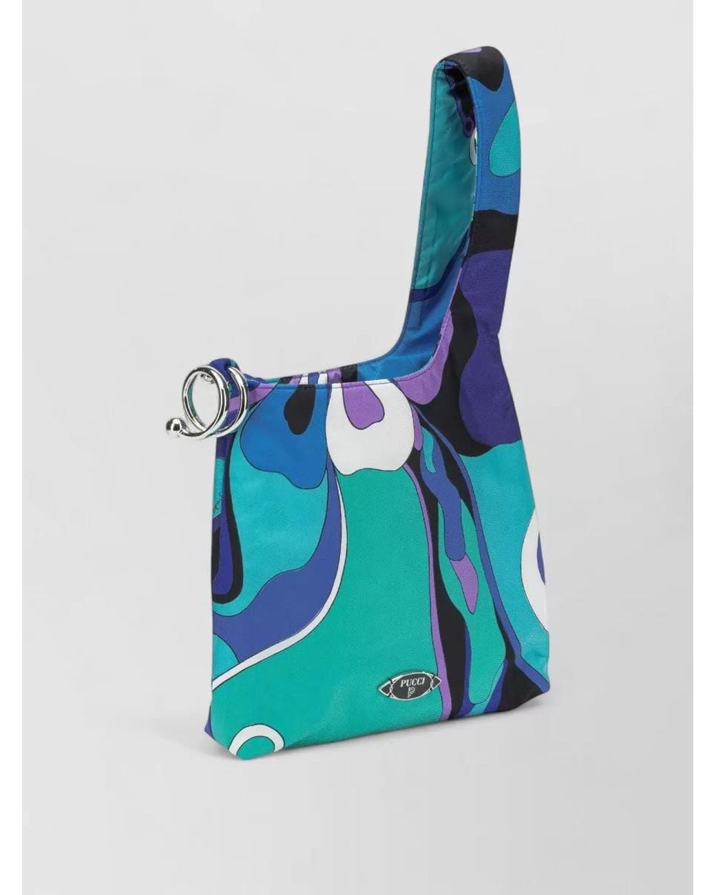Emilio Pucci Blue Silk Printed Shoulder Bag