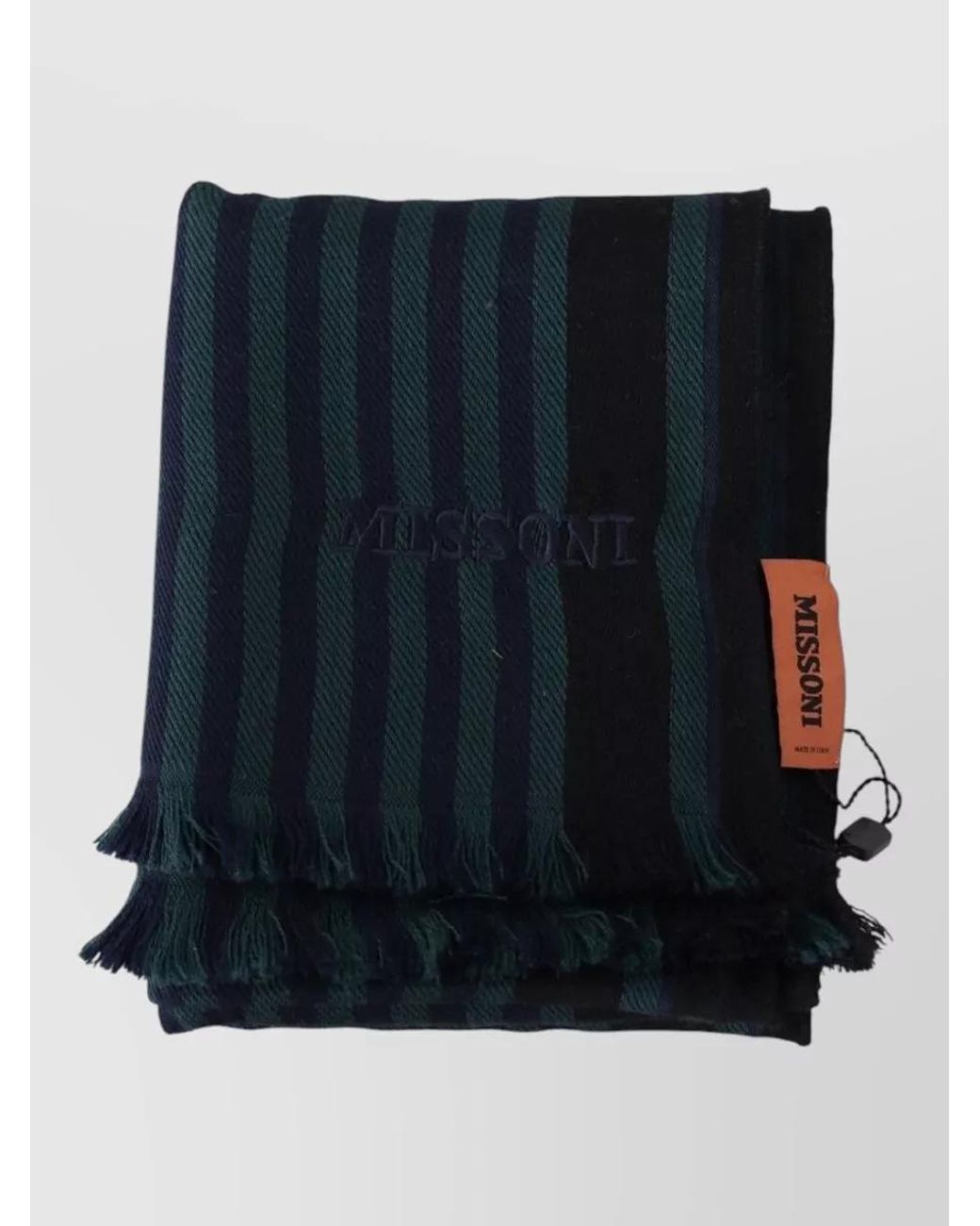 Missoni Blue Wool Striped Scarf for men