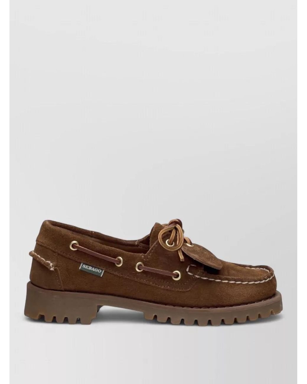 Sebago Brown Leather Lace-Up Moccasins