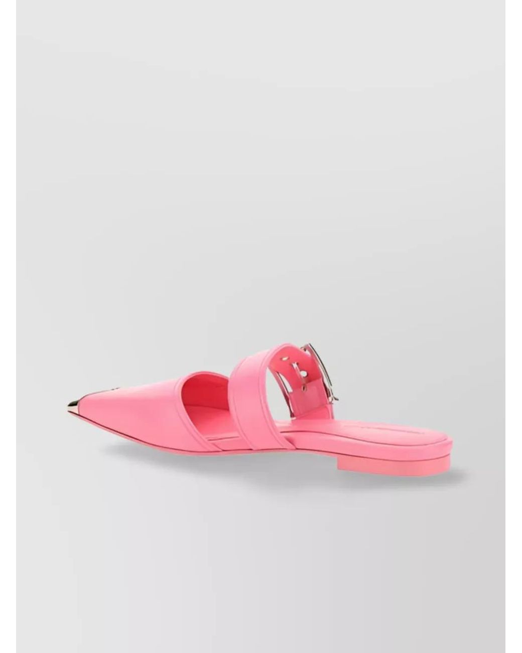 McQueen Pink Leather Buckled Mules