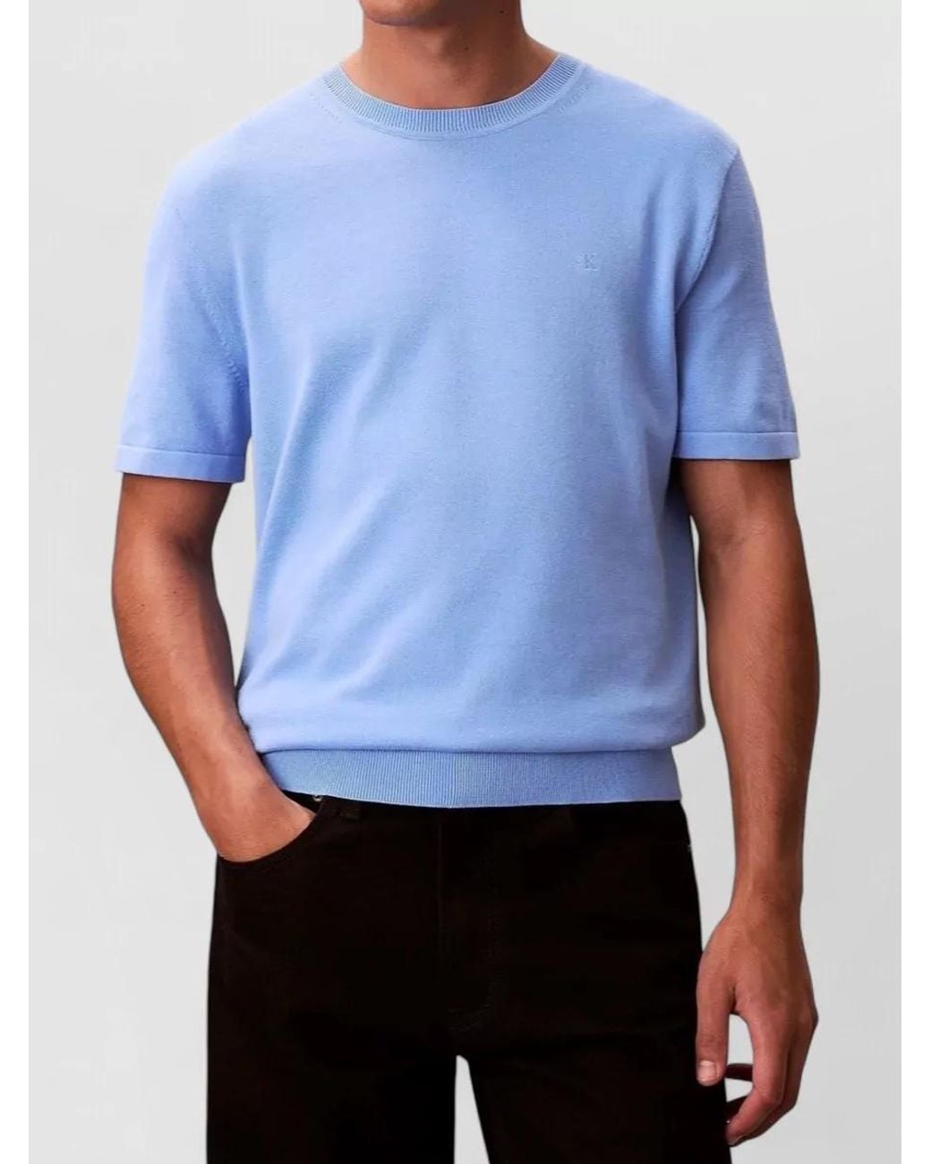 Calvin Klein Blue Pima Logo Sweater for men