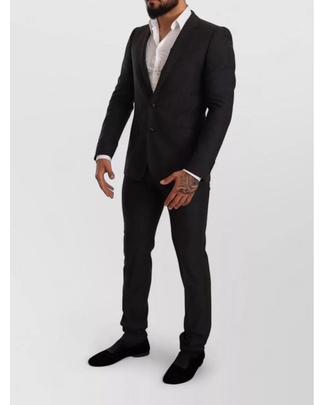 Dolce & Gabbana Black Wool Slim-Fit Tailored Trousers for men