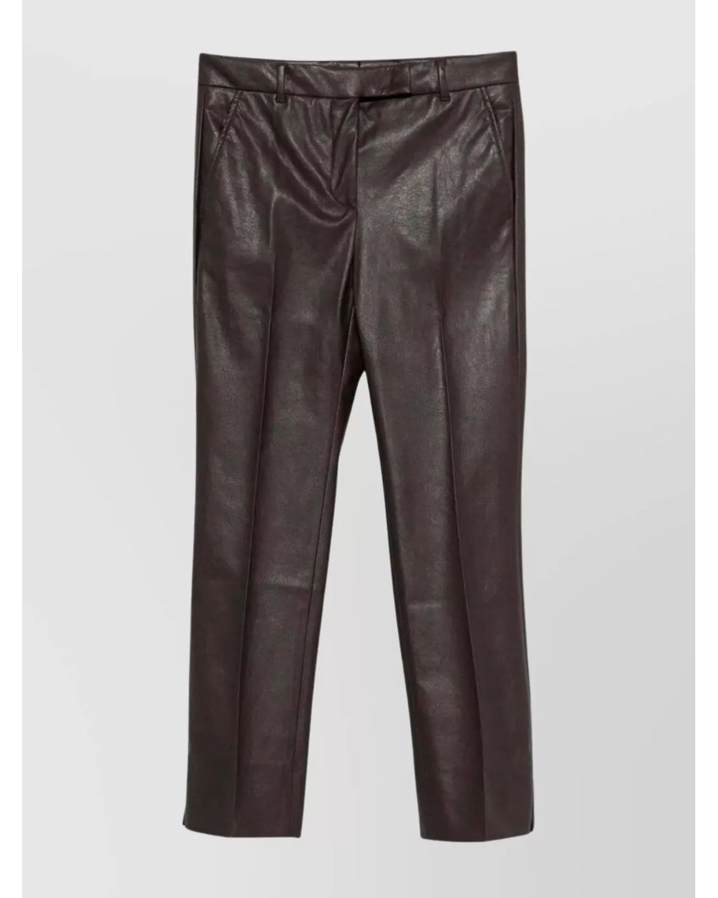 Incotex Gray Faux Leather Slim-Fit Straight Trousers