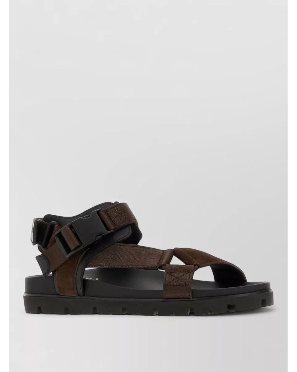Prada Black Suede And Fabric Slides for men