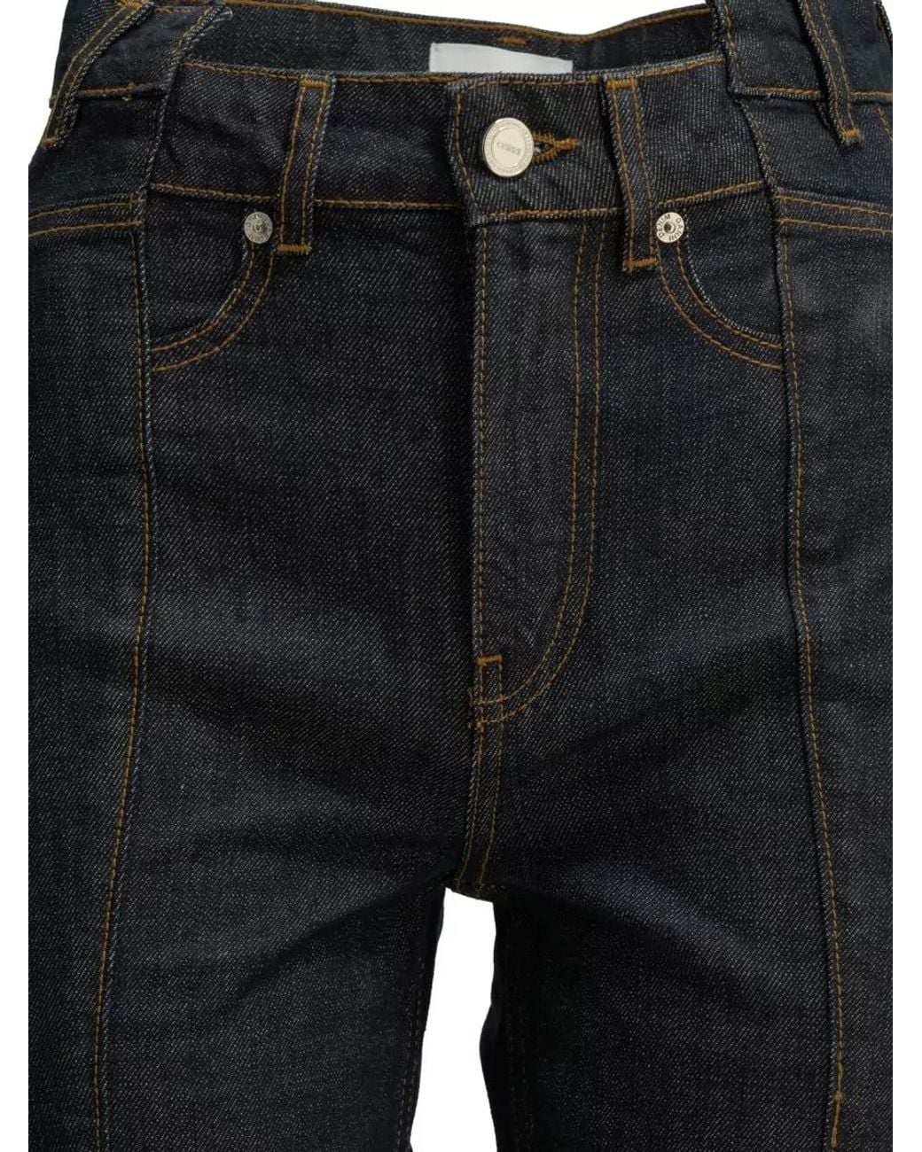 Ganni Black Denim High-Rise Pleated Straight-Leg Jeans