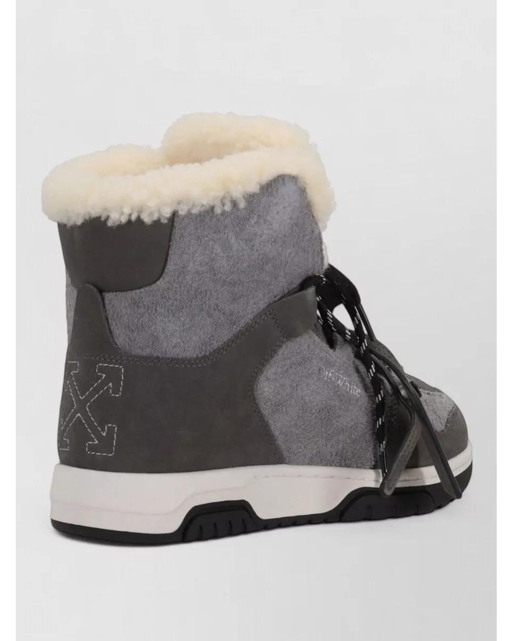 Off-White c/o Virgil Abloh Gray Leather High-Top Sneakers