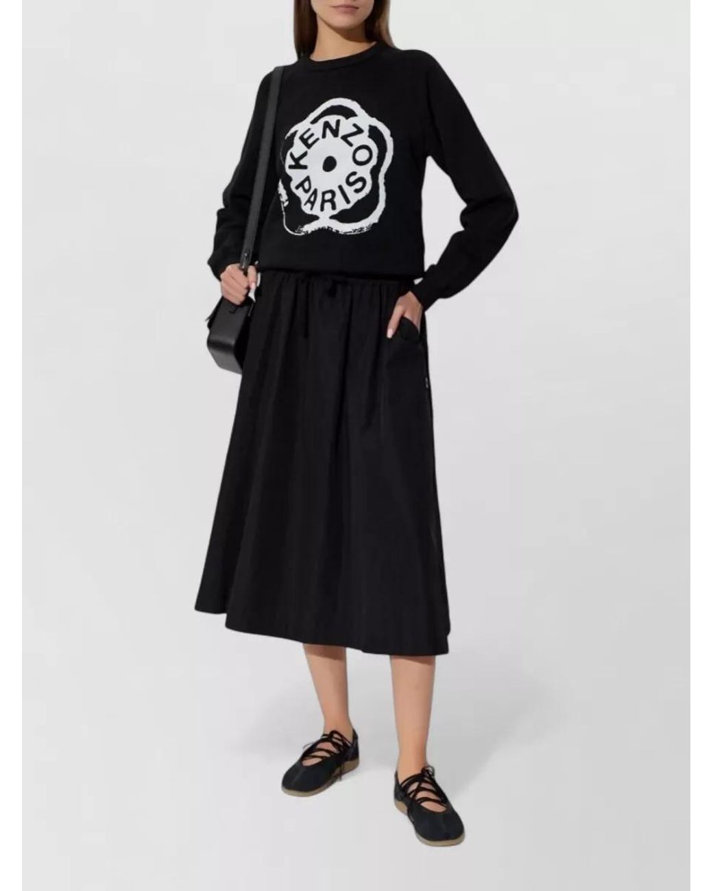 KENZO Black Printed Cotton Crewneck Sweatshirt
