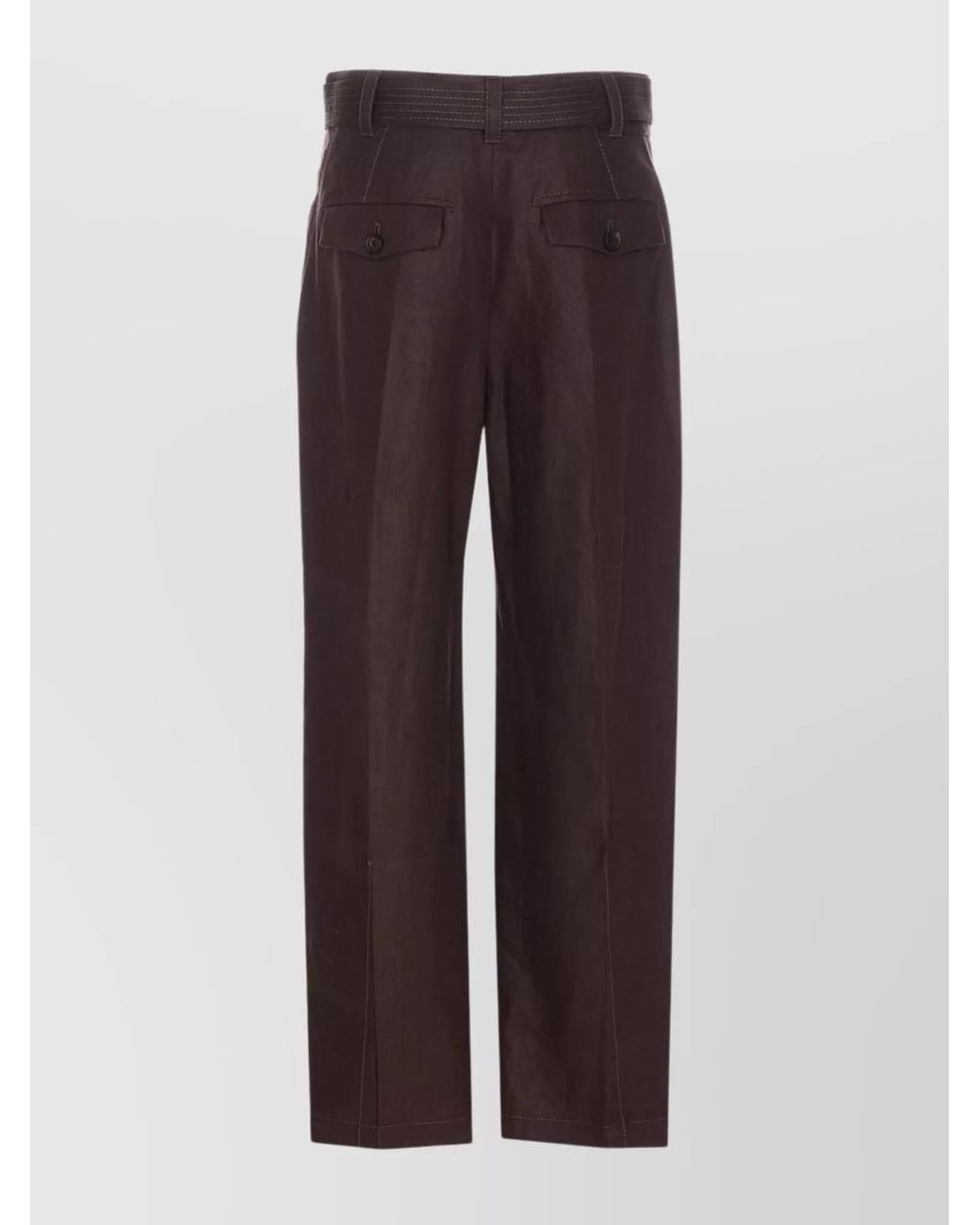 Brunello Cucinelli Brown Trousers With Buckle Detail And Side Pockets