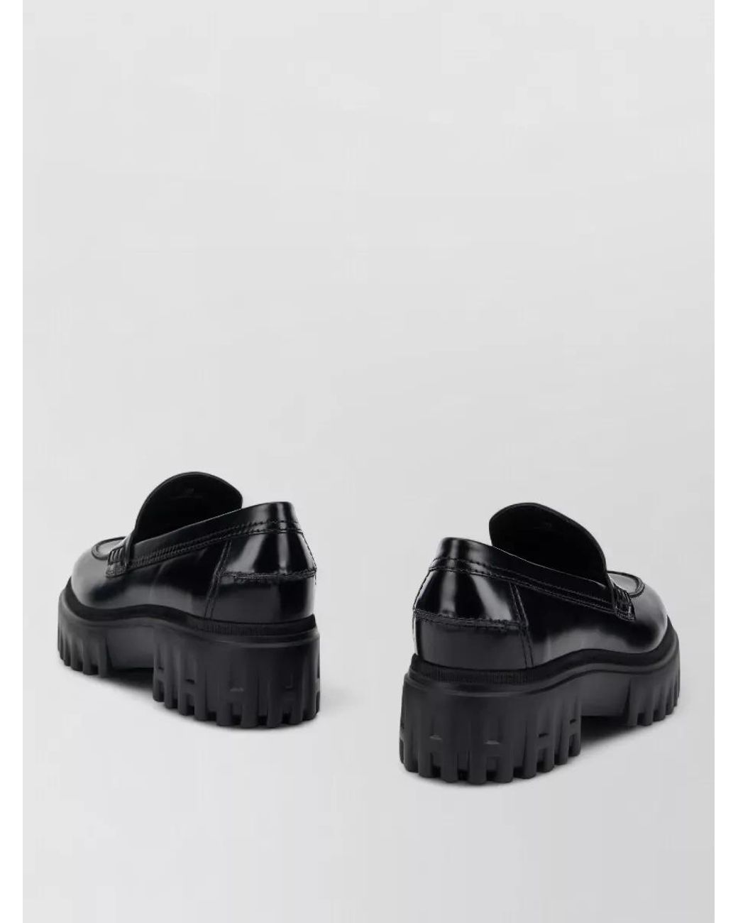 Hogan Black Leather Slip-On Brogues
