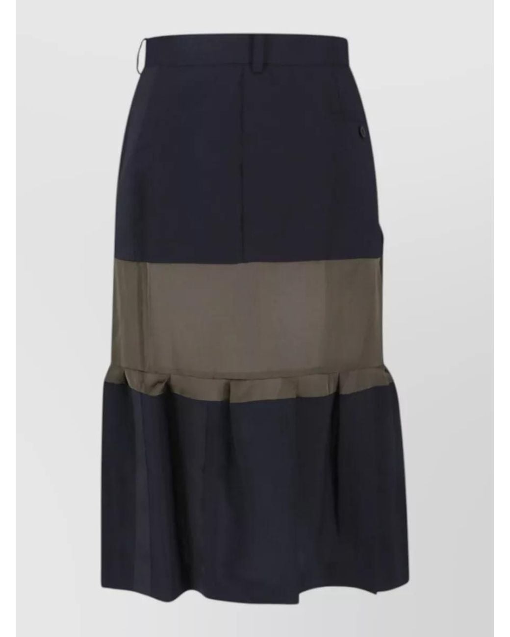 Sacai Blue Wool Midi Pleated Skirt