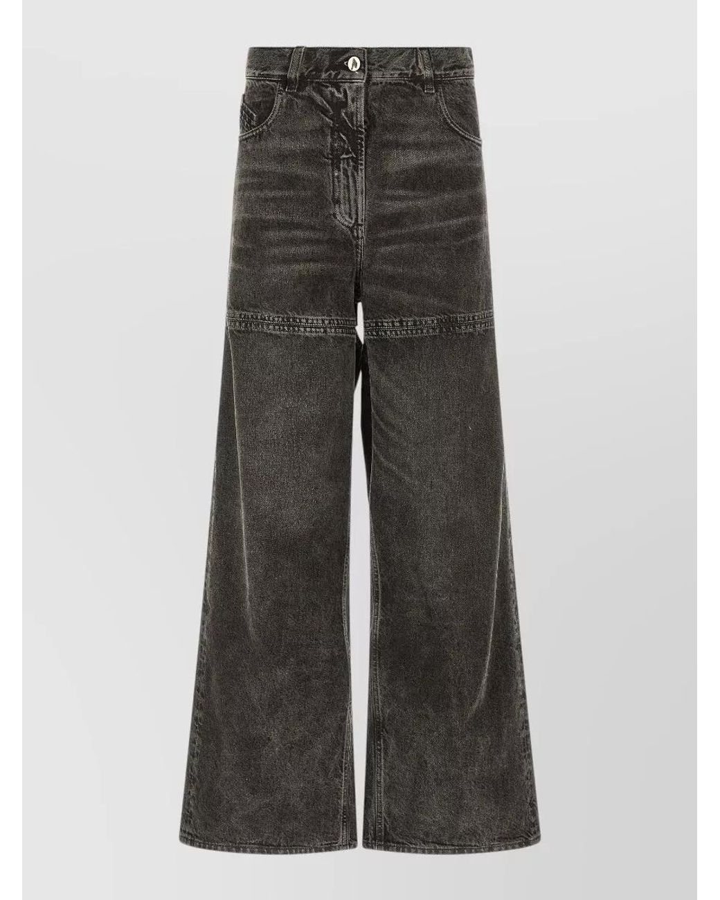 The Attico Gray Cotton Cutout Wide-Leg Jeans