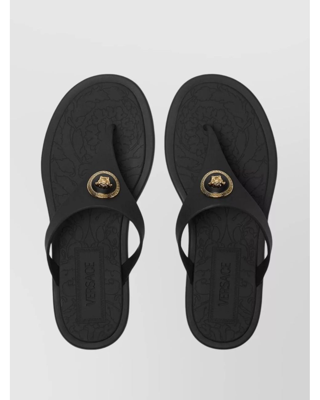 Versace Black Rubber Thong Slides