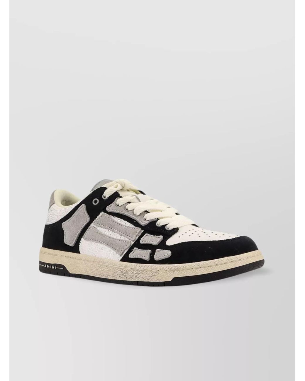 Amiri Black Leather And Suede Crystal-Embellished Low-Top Sneakers for men