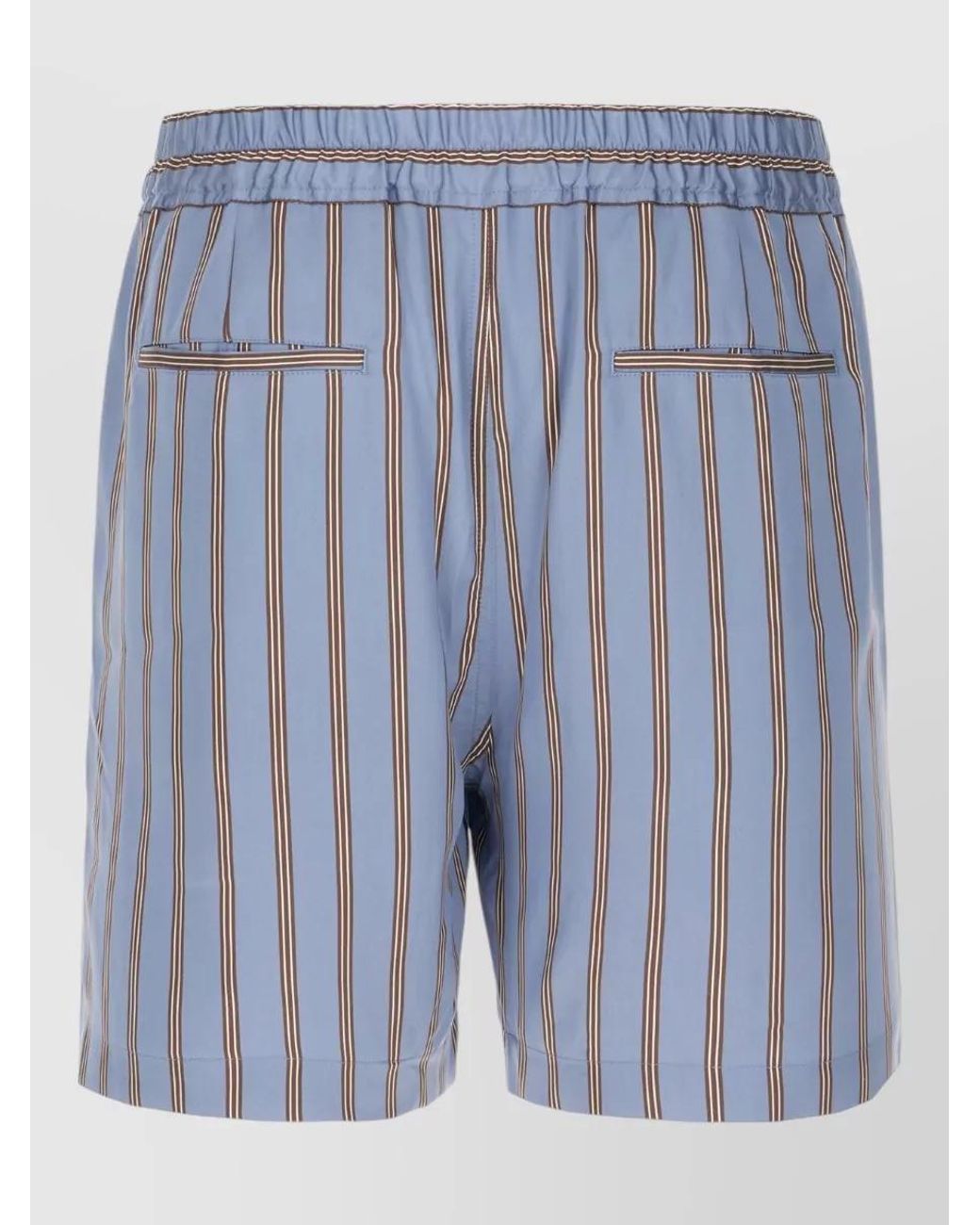 Tom Ford Blue Silk Striped Pleated Tailored Shorts for men