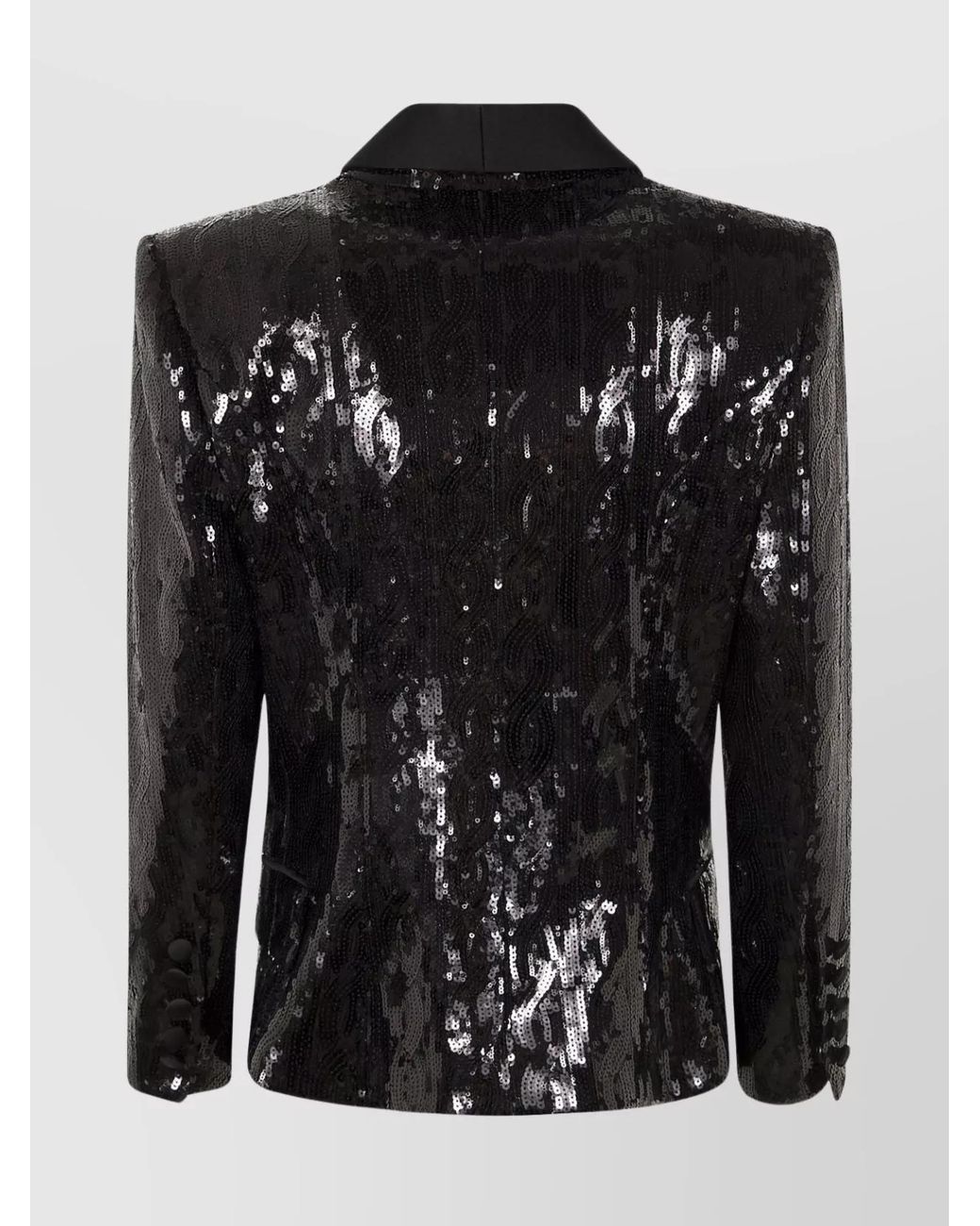 Balmain Black Glitter Satin V-Neck Blazer