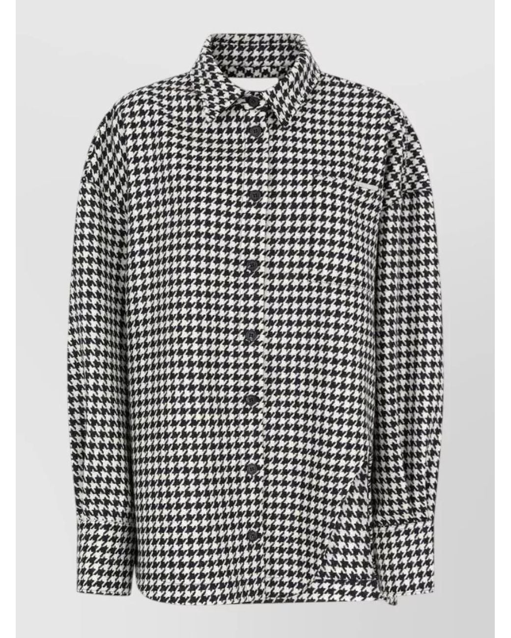 The Attico Multicolor Wool Houndstooth Relaxed-Fit Shirt Jacket