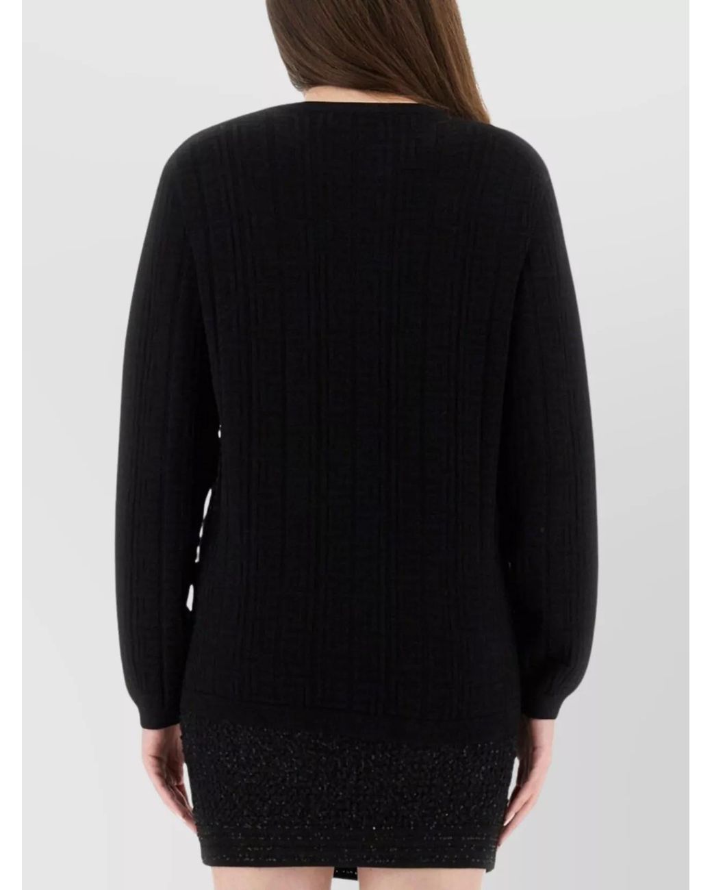 Balmain Black Jacquard Long-Sleeve Knit Top