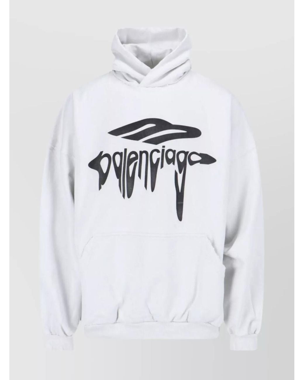 Balenciaga White Cotton Oversized Hoodie for men