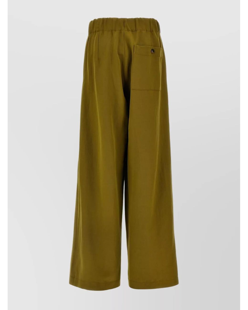 Dries Van Noten Green Wool Wide-Leg Pleated Trousers